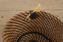 Load image into Gallery viewer, Pine Away Baskets Handwoven Pine Needle Bowl – Black Cord Accent &amp; Raffia Detail
