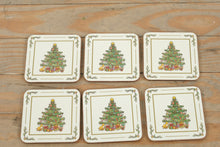Load image into Gallery viewer, Pimpernel “White Christmas” Coasters – Set of 6 Vintage Holiday Tree Design with Box
