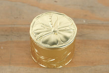 Load image into Gallery viewer, Gold Embossed Metal Trinket Box – Dragonfly Design with Floral Detail
