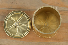 Load image into Gallery viewer, Gold Embossed Metal Trinket Box – Dragonfly Design with Floral Detail
