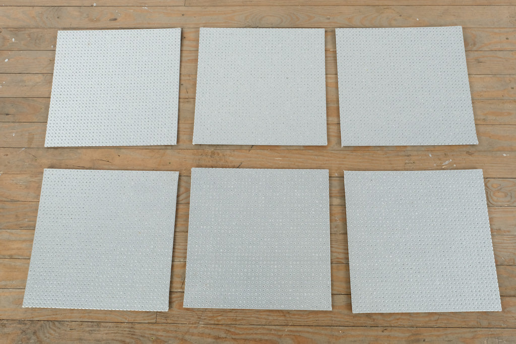 Set of 6 Pier 1 Imports Silver Diamond-Pattern Placemats – 15” Square