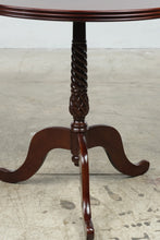 Load image into Gallery viewer, Traditional Round Mahogany Finish Accent Table with Carved Pedestal Base
