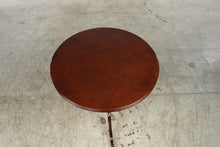 Load image into Gallery viewer, Traditional Round Mahogany Finish Accent Table with Carved Pedestal Base
