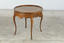 Load image into Gallery viewer, Burl Wood Round Side Table with Drawer and Cabriole Legs
