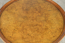 Load image into Gallery viewer, Burl Wood Round Side Table with Drawer and Cabriole Legs
