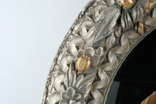 Load image into Gallery viewer, Round Silver Wall Mirror Ornate Floral Frame 45 Inch Classicique Collection
