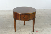 Load image into Gallery viewer, Henredon Acquisitions Round Burl Wood Drum End Table with Drawers
