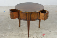Load image into Gallery viewer, Henredon Acquisitions Round Burl Wood Drum End Table with Drawers
