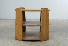 Load image into Gallery viewer, Vintage Mid Century Round Oak 3-Tiered Side Table

