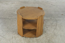 Load image into Gallery viewer, Vintage Mid Century Round Oak 3-Tiered Side Table
