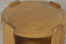 Load image into Gallery viewer, Vintage Mid Century Round Oak 3-Tiered Side Table
