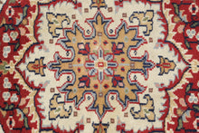 Load image into Gallery viewer, Antique Round Rug 35 Inch Red Ivory Medallion Floral Wool
