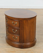 Load image into Gallery viewer, Thomasville Oval Mahogany 3-Drawer Side Table
