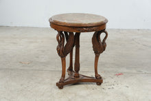 Load image into Gallery viewer, Antique Neoclassical Carved Swan Side Table with Marble Top
