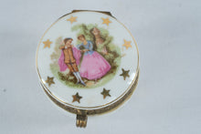 Load image into Gallery viewer, I Rice Vintage Porcelain Hinged Trinket Box Fragonard Style Courting Couple
