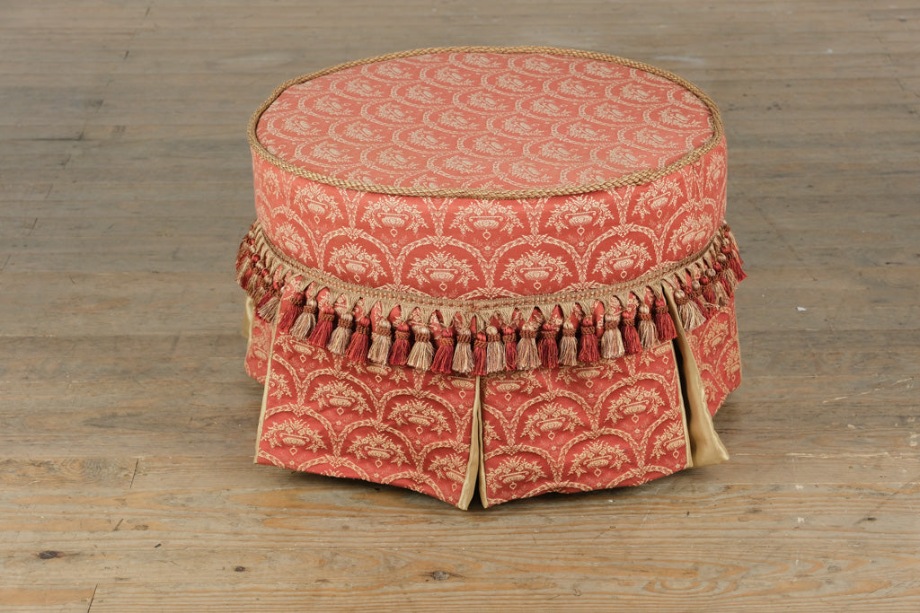 Elegant Round Ottoman with Tassel Fringe