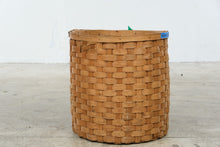 Load image into Gallery viewer, Large Woven Wood Splint Basket Round Rustic Storage Basket 18 by 19
