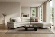 Load image into Gallery viewer, Modern Ivory Leather Curved Sectional Sofa with Chaise Lounge

