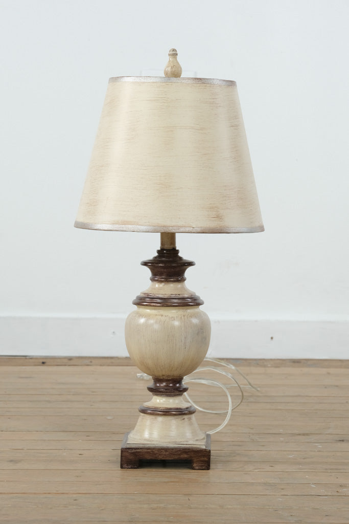 Classic Distressed Cream Table Lamp with Shade – 26.5” Tall Traditional Accent Lighting