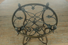 Load image into Gallery viewer, 48” Round Rubbed Bronze &amp; Glass Dining Table
