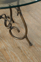 Load image into Gallery viewer, 48” Round Rubbed Bronze &amp; Glass Dining Table
