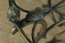 Load image into Gallery viewer, 48” Round Rubbed Bronze &amp; Glass Dining Table
