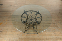 Load image into Gallery viewer, 48” Round Rubbed Bronze &amp; Glass Dining Table
