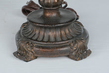 Load image into Gallery viewer, Pair Traditional Bronze Tone Table Lamps Alabaster Style 30 Inch
