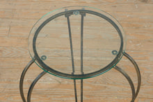Load image into Gallery viewer, Glass &amp; Wrought Iron Accent Table – Rubbed Pewter Finish, 30” Tall

