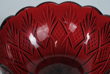 Load image into Gallery viewer, Godinger Dublin Crystal Red Serving Bowl – 9” Cut Glass Holiday Centerpiece
