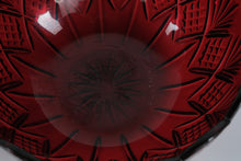 Load image into Gallery viewer, Godinger Dublin Crystal Red Serving Bowl – 9” Cut Glass Holiday Centerpiece
