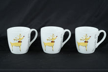 Load image into Gallery viewer, Pottery Barn Rudolph Reindeer Mug Set of 3 Holiday Coffee Cups
