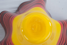 Load image into Gallery viewer, Signed Art Glass Handkerchief Bowl Red Yellow Black Ribbon Swirl 2008
