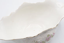 Load image into Gallery viewer, Antique Porcelain Rose Floral Centerpiece Bowl Gold Trim Scalloped Rim
