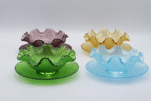 Load image into Gallery viewer, 1960s Italian Colony Waffle Ruffled Dessert Bowl and Plate Set 8 Piece
