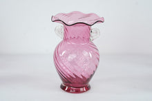 Load image into Gallery viewer, Vintage Fenton Cranberry Glass Spiral Rib Optic Ruffled Vase 10 Inch
