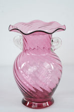 Load image into Gallery viewer, Vintage Fenton Cranberry Glass Spiral Rib Optic Ruffled Vase 10 Inch
