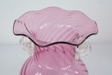 Load image into Gallery viewer, Vintage Fenton Cranberry Glass Spiral Rib Optic Ruffled Vase 10 Inch
