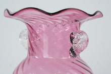 Load image into Gallery viewer, Vintage Fenton Cranberry Glass Spiral Rib Optic Ruffled Vase 10 Inch
