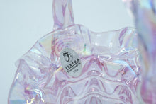 Load image into Gallery viewer, Fenton Iridescent Pink Ruffles Art Glass Basket with Handle | Handmade in USA
