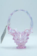 Load image into Gallery viewer, Fenton Iridescent Pink Ruffles Art Glass Basket with Handle | Handmade in USA
