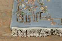 Load image into Gallery viewer, Hand-Knotted Wool Aubusson Runner Rug – 8&#39; x 2&#39;6&quot; Light Blue Floral Pattern
