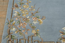 Load image into Gallery viewer, Hand-Knotted Wool Aubusson Runner Rug – 8&#39; x 2&#39;6&quot; Light Blue Floral Pattern
