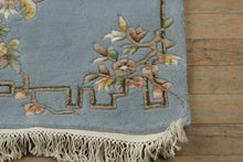 Load image into Gallery viewer, Hand-Knotted Wool Aubusson Runner Rug – 8&#39; x 2&#39;6&quot; Light Blue Floral Pattern
