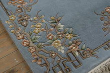 Load image into Gallery viewer, Hand-Knotted Wool Aubusson Runner Rug – 8&#39; x 2&#39;6&quot; Light Blue Floral Pattern
