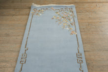 Load image into Gallery viewer, Hand-Knotted Wool Aubusson Runner Rug – 8&#39; x 2&#39;6&quot; Light Blue Floral Pattern
