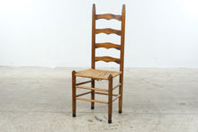Load image into Gallery viewer, Vintage Wood Ladder Back Chair with Woven Rush Seat
