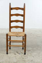 Load image into Gallery viewer, Vintage Wood Ladder Back Chair with Woven Rush Seat
