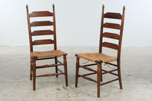 Load image into Gallery viewer, Set of 6 Traditional Ladder Back Dining Chairs with Woven Rush Seats
