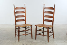 Load image into Gallery viewer, Set of 6 Traditional Ladder Back Dining Chairs with Woven Rush Seats
